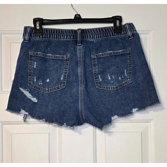 Aerie Denim Shorts Jeans Womens Medium Comfort Elastic Back Distressed Med Wash - Picture 2 of 4